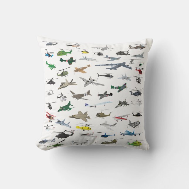 Various Colorful Airplanes and Helicopters Cushion (Front)