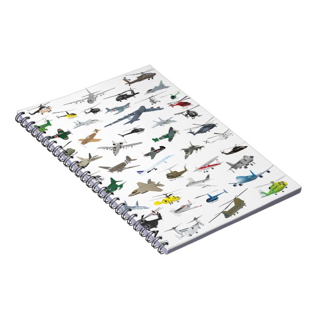 Various Colourful Aeroplanes and Helicopters Notebook (Right Side)