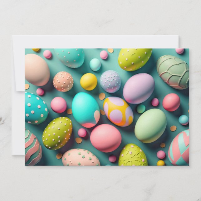 Various Colourful Cute Easter Eggs Holiday Card (Front)