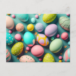 Various Colourful Cute Easter Eggs Postcard