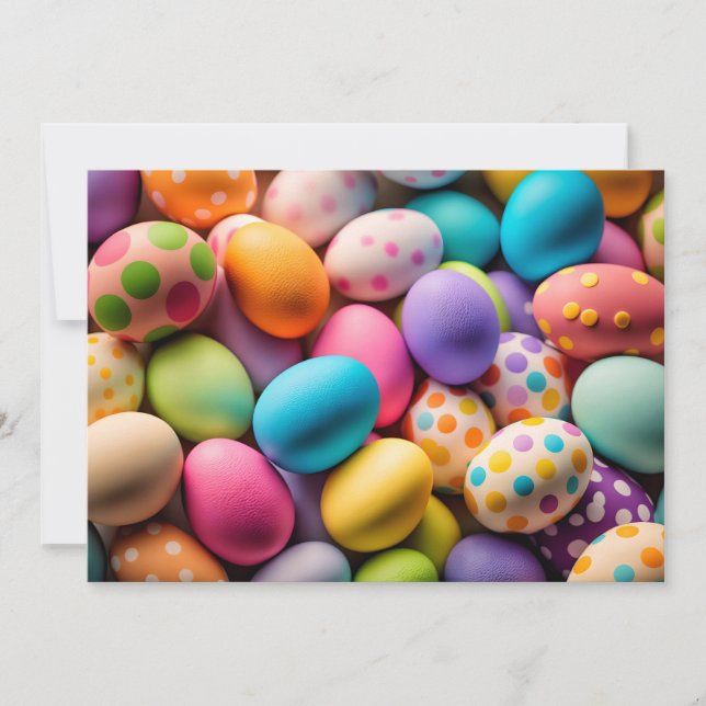 Various Colourful Happy Easter Eggs Holiday Card (Front)