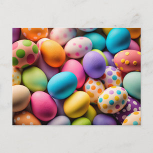 Various Colourful Happy Easter Eggs Postcard