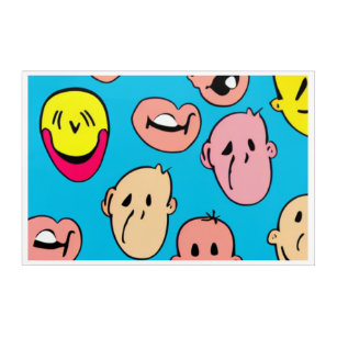 Various colourful melting smiling Faces. Lava lamp Acrylic Print