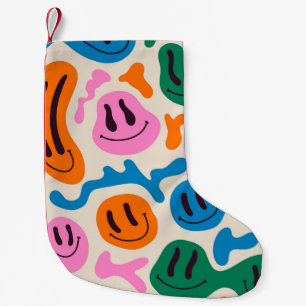 Various colourful melting smiling Faces. Lava lamp Small Christmas Stocking