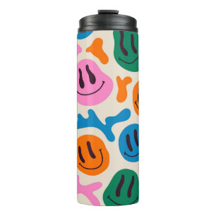 Various colourful melting smiling Faces. Lava lamp Thermal Tumbler