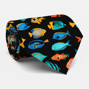 Various colourful tropical fish pattern tie