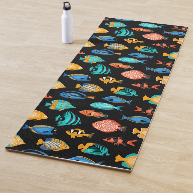 Various colourful tropical fish pattern yoga mat (In Situ)