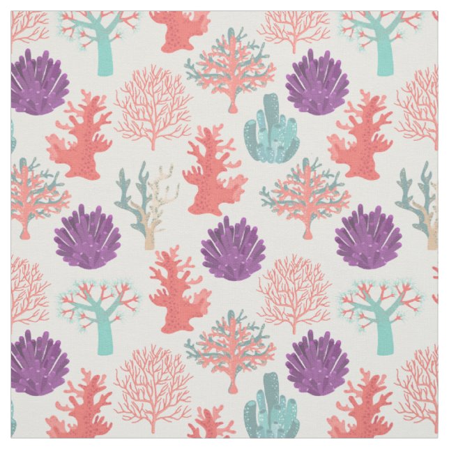 Various corals deep sea plants pattern  fabric (Swatch)