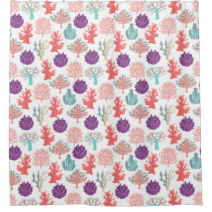 Various corals deep sea plants pattern shower curtain