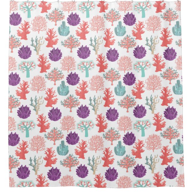 Various corals deep sea plants pattern shower curtain (Front)