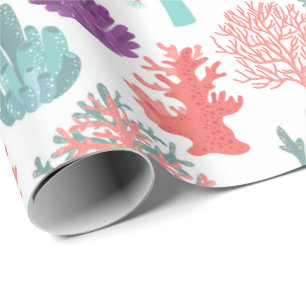 Various corals deep sea plants pattern  wrapping paper