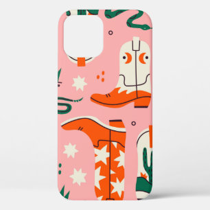 Various cowboy boots pattern iPhone 12 case