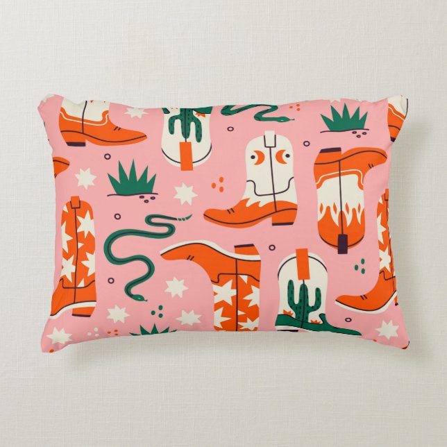 Various cowboy boots pattern decorative cushion (Front)