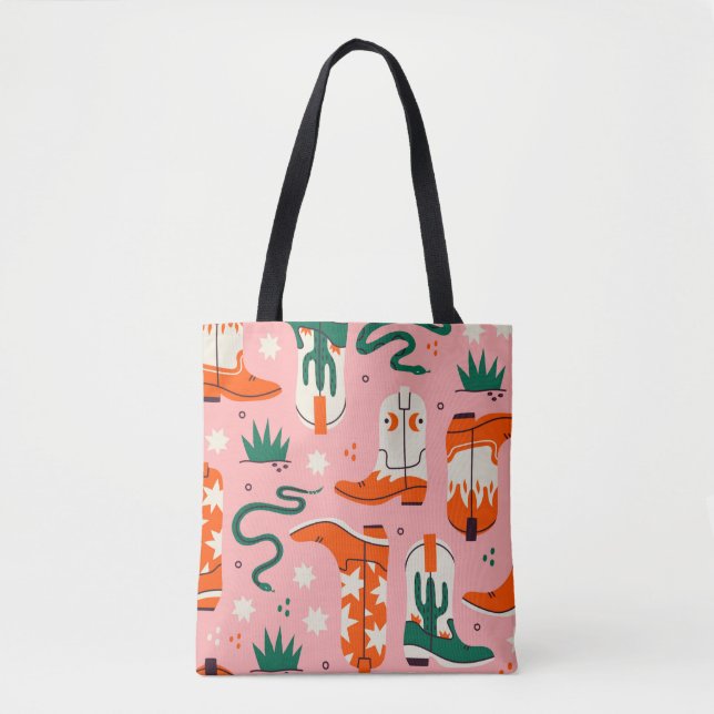 Various cowboy boots pattern tote bag (Front)