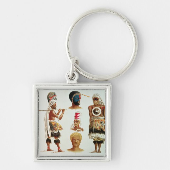 Various Dancing Costumes Worn at Nakello, Fiji Key Ring (Front)