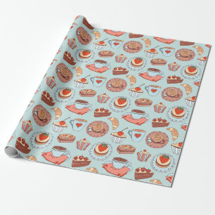 Various desserts wrapping paper