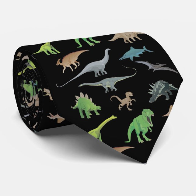 Various Dinosaurs Pattern Tie (Rolled)
