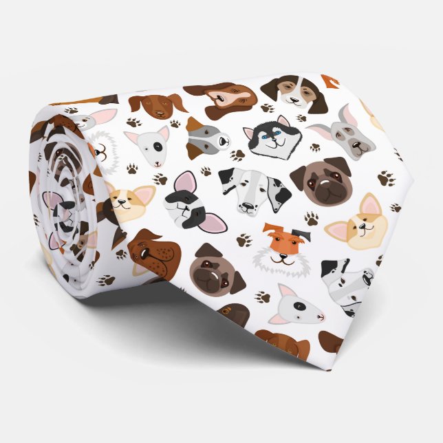 Various dog breeds pattern tie (Rolled)