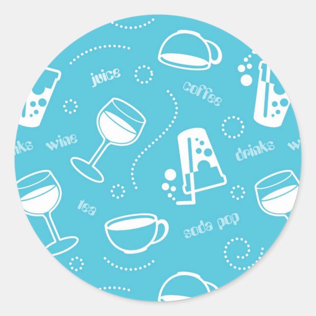 Various drinks classic round sticker (Front)