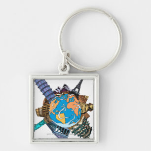 Various famous places of the world key ring