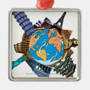 Various famous places of the world metal tree decoration