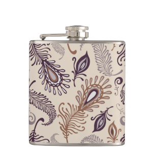 Various Feather Pattern Hip Flask