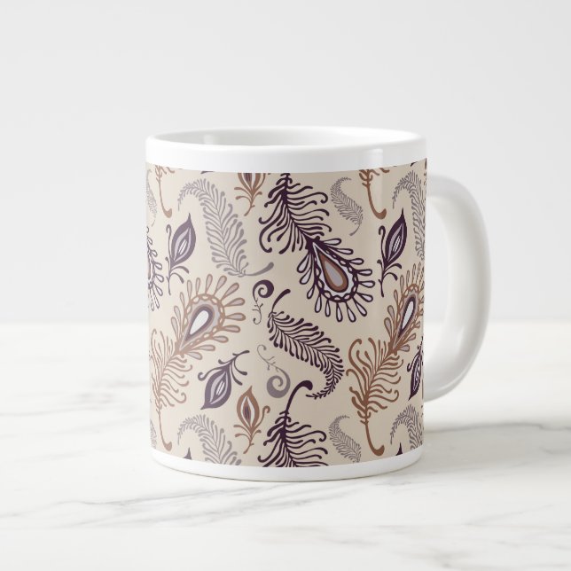 Various Feather Pattern Large Coffee Mug (Front Right)
