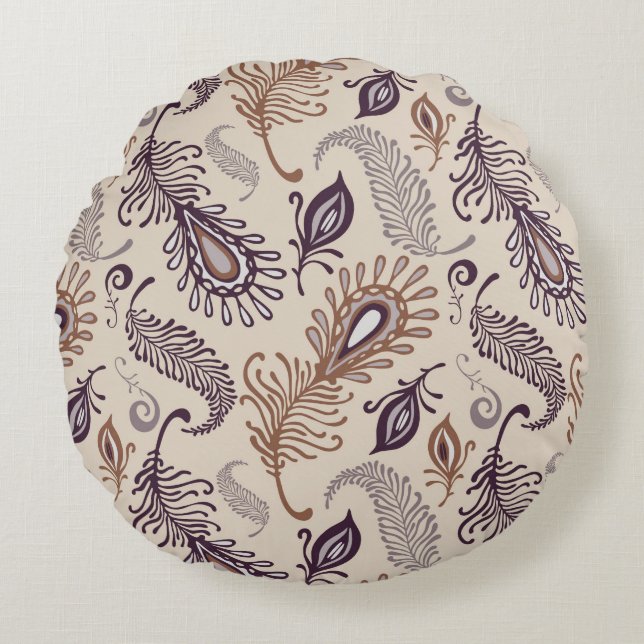 Various Feather Pattern Round Cushion (Front)