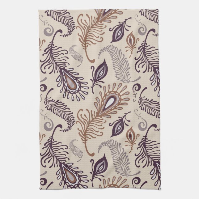 Various Feather Pattern Tea Towel (Vertical)