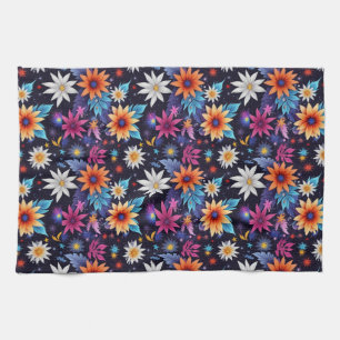 Various Flowers in Shades Pattern-24192 Tea Towel
