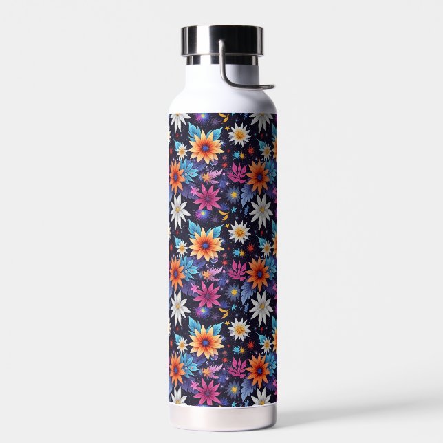 Various Flowersin Shades Pattern-24192 Water Bottle (Left)