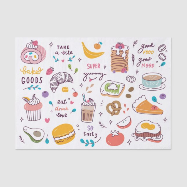 Various Food and Drink  Tissue Paper (Front)