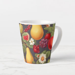 Various Fruits, Lush Leaves and Wonderful Flowers Latte Mug
