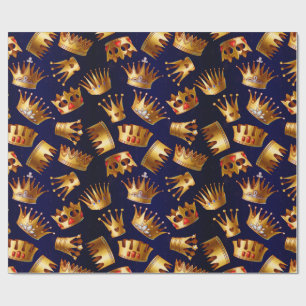 Various gold crowns pattern wrapping paper