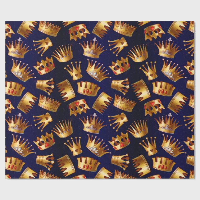 Various gold crowns pattern wrapping paper (Flat)