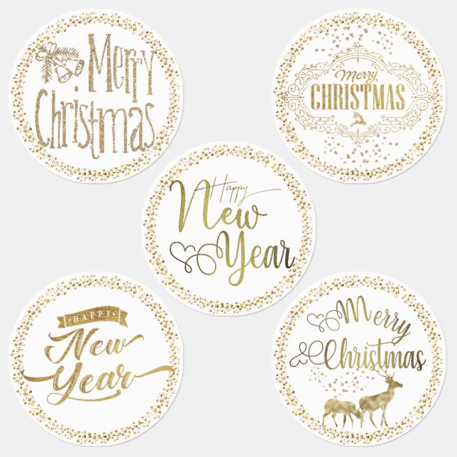 Various Golden Christmas Labels (Group)