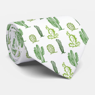 Various green cacti pattern tie