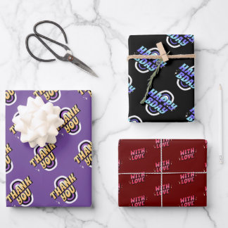 Various Greeting wrapping paper set of 3