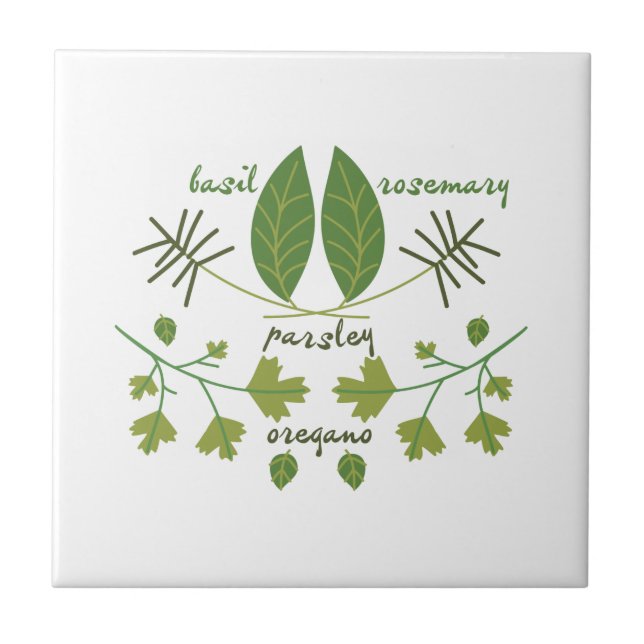 Various Herbs Ceramic Tile (Front)