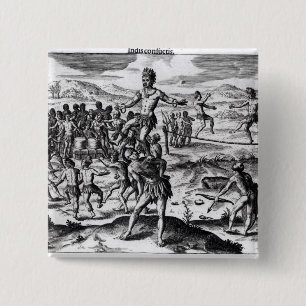 Various Indian Games, from 'Americae' 15 Cm Square Badge