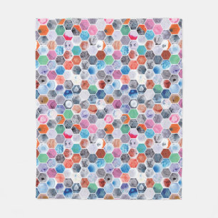 Various Marbled Hexagons Fleece Blanket