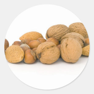 Various Nuts Including Hazelnuts Walnuts And Almon Classic Round Sticker