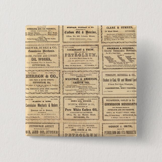 Various oil advertisements 15 cm square badge (Front)