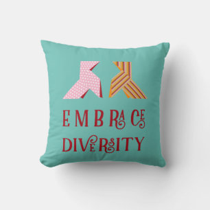Various Paper Bow Couple Embrace Diversity Quote Cushion