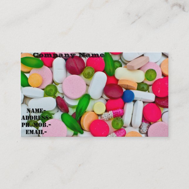 Various pill/medicament business card (Front)