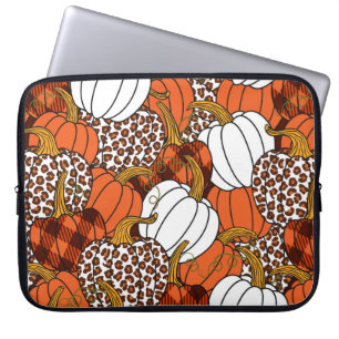 Various pumpkins. Leopard, orange, white and buff Laptop Sleeve