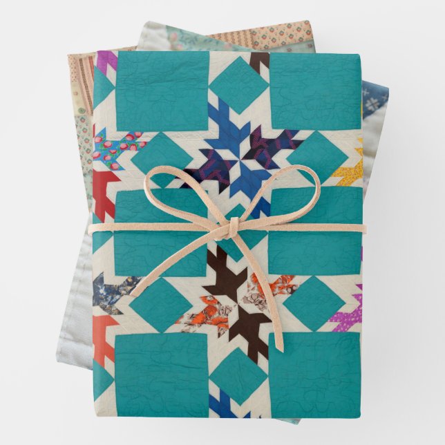 Various quilt designs wrapping paper sheet (In situ)