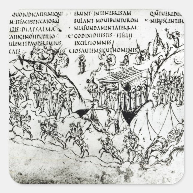 Various scenes illustrating a psalm 2 square sticker (Front)