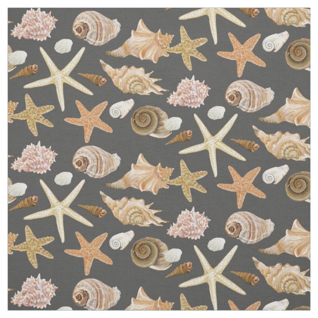 Various seashells pattern fabric (Swatch)