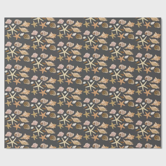 Various seashells pattern wrapping paper (Flat)